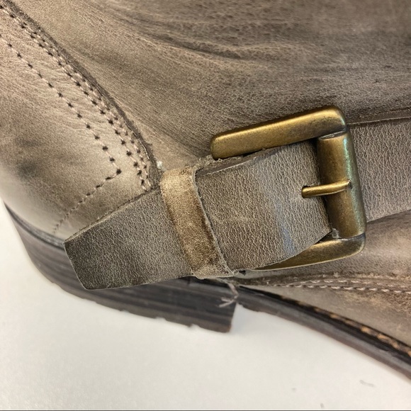 HINGE Siesta Leather Distressed Moto Boots Buckles - Picture 9 of 13